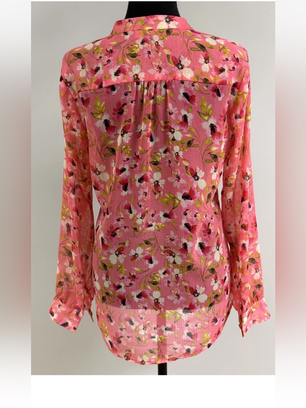 Kut From The Kloth Women’s Button Down Sheer Blouse Top Floral Pink Size S - Picture 2 of 7